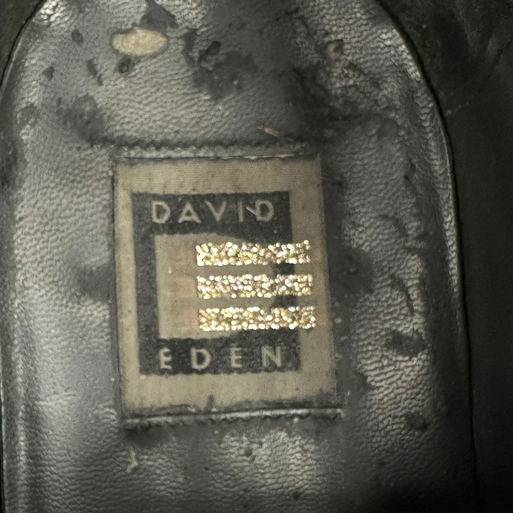 David‎ Eden Mens Black Exotic Ostrich Crocodile Embossed Leather Oxfords 10.5